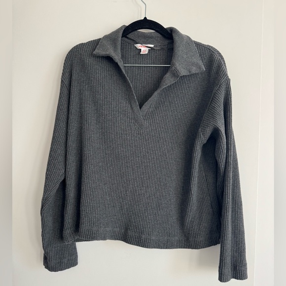 Joe Fresh Gray Waffle Polo Sweater – Size M - Picture 2 of 4